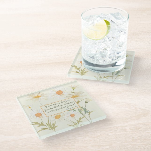 Dessous-de-verre En Verre Dessous de verre - Marguerites conviviales (Incliné)
