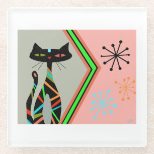 Dessous-de-verre En Verre Dessous de verre moderne du milieu du siècle cadea