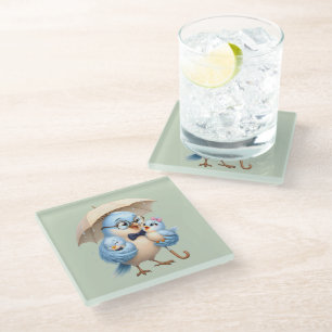 Dessous-de-verre En Verre Dessous de verre oiseau mignon pour tasse à café