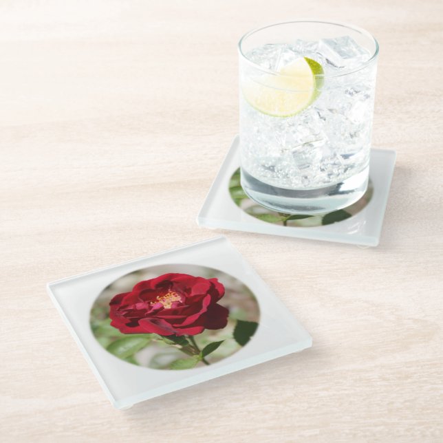 Dessous-de-verre En Verre Dessous de verre Rose antique (Incliné)