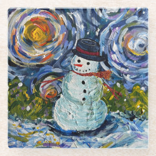 Dessous-de-verre En Verre Dessous de verre Snowman