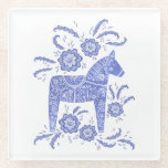 Dessous-de-verre En Verre Dessous de verre suédois Dala Horse bleu et blanc<br><div class="desc">Un Dala Horse suédois traditionnel design en bleu indigo et blanc.</div>