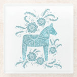 Dessous-de-verre En Verre Dessous de verre suédois Dala Horse vert et blanc<br><div class="desc">Un Dala Horse suédois traditionnel design en vert turquoise et blanc.</div>