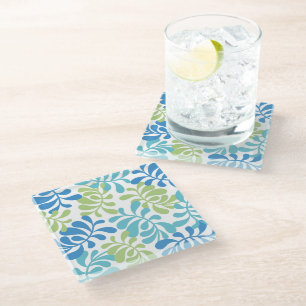Dessous-de-verre En Verre Dessus de verre élégant Ocean Breeze aux feuilles 