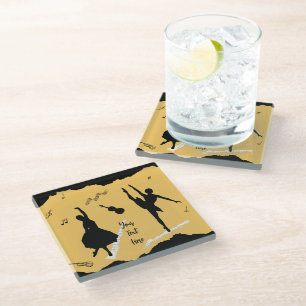 Dessous-de-verre En Verre Deux danseuses de ballet et de la musique en coule