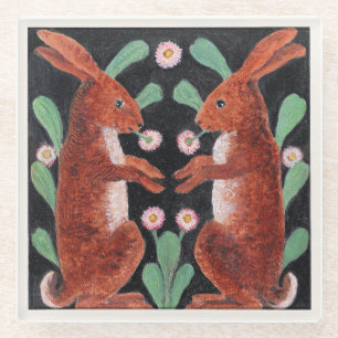 Dessous-de-verre En Verre Deux lièvres par William Bell Scott