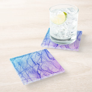 Dessous-de-verre En Verre  Deux tons de marbre pourpre
