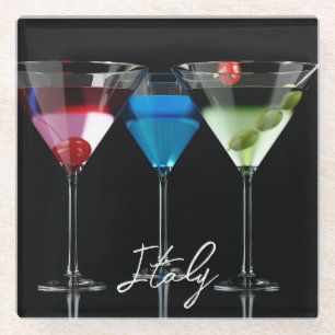 Dessous-de-verre En Verre Différents cocktails dans des lunettes à martini n