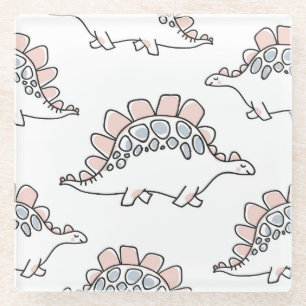 Dessous-de-verre En Verre Dinosaures de Doodle : Amusant Dessiné À La Main.