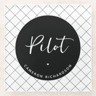 Dessous-de-verre En Verre Diplôme d'études de pilotage sur mesure élégant