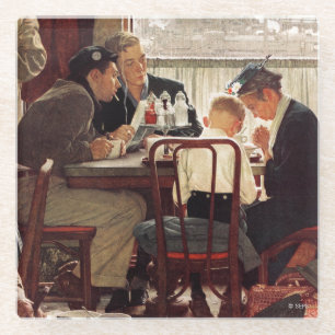Dessous-de-verre En Verre Dire la grâce par Norman Rockwell