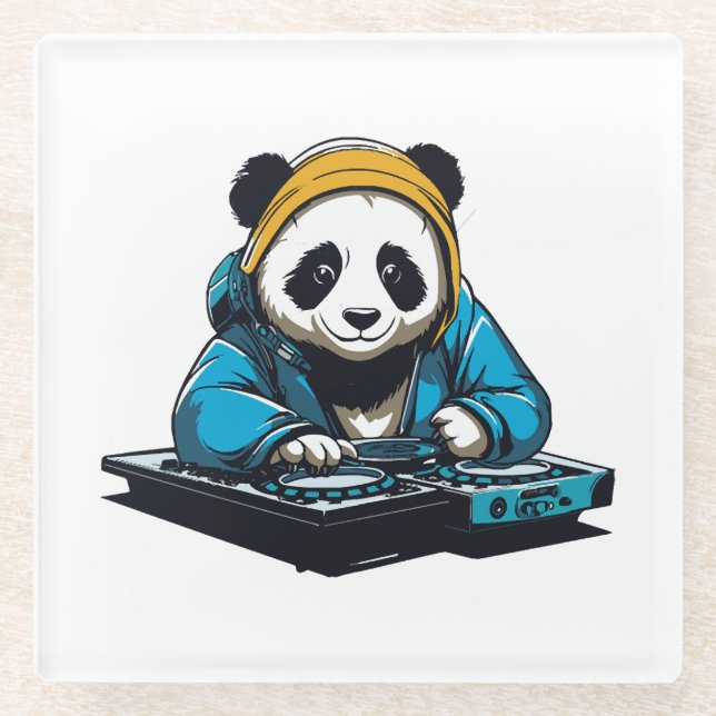 Dessous-de-verre En Verre DJ Kawaii Panda (Devant)