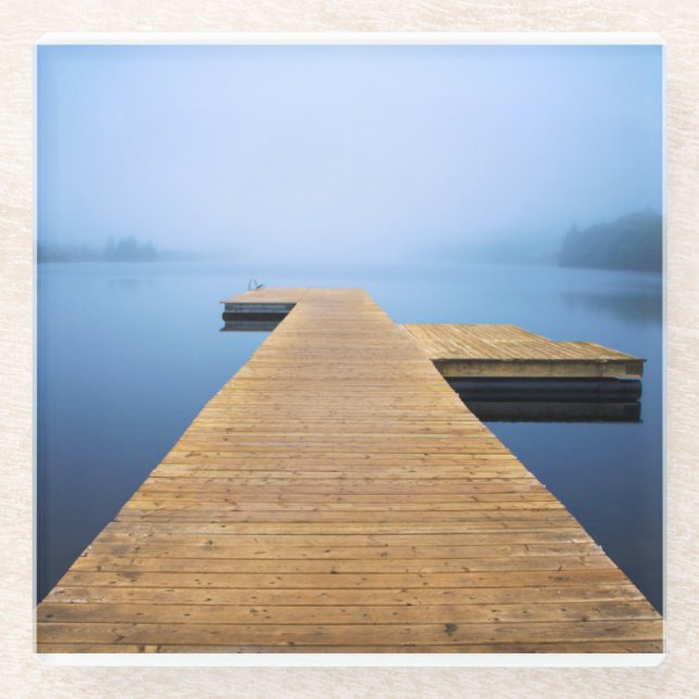 Dessous-de-verre En Verre Dock sur le lac (Devant)