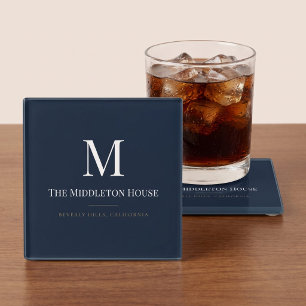 Dessous-de-verre En Verre Domaine de Luxe Silencieux Personnalisé Monogramme