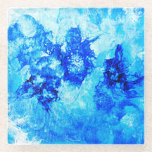 Dosserettes d'encre bleu dessous de verre d'art ab