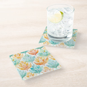 Dessous-de-verre En Verre Douceur de mariage florale abstraite turquoise man