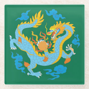 Dessous-de-verre En Verre Dragon chinois classique coloré