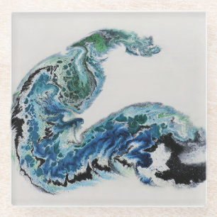 Dessous-de-verre En Verre “Dragon dans les vagues – Verre d'énergie océaniqu