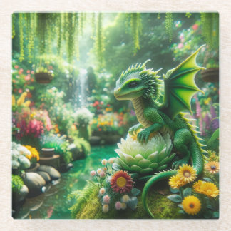 Dessous-de-verre En Verre Dragon de jardin enchanté