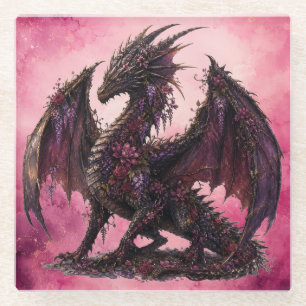 Dessous-de-verre En Verre Dragon Fleur Dragon Fantastique Botanique