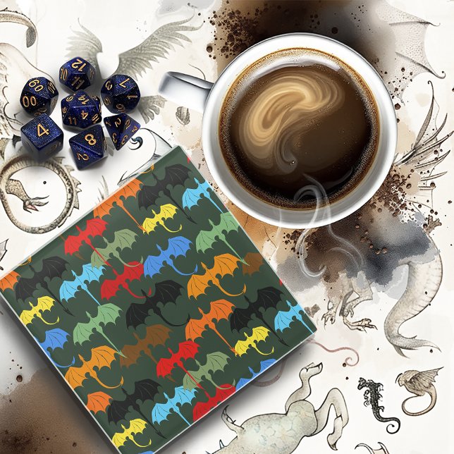 Dessous-de-verre En Verre Dragons Green Flight Imaginaire (Créateur téléchargé)