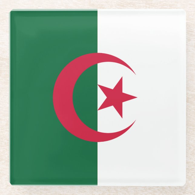 Dessous-de-verre En Verre Drapeau Algérie (Devant)