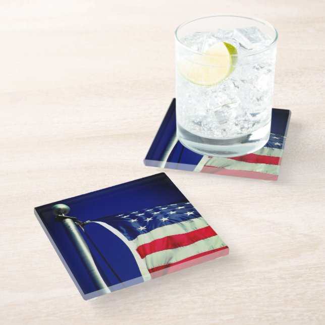 Dessous-de-verre En Verre Drapeau Américain (Incliné)