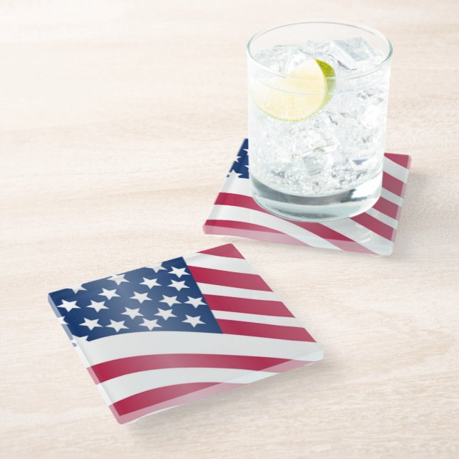DESSOUS-DE-VERRE EN VERRE DRAPEAU AMÉRICAIN (Incliné)