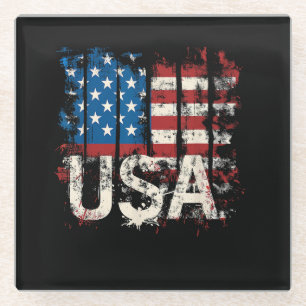 Dessous-de-verre En Verre Drapeau américain rétro 4 juillet