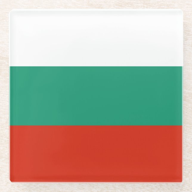 Dessous-de-verre En Verre Drapeau Bulgarie tricolore (Devant)