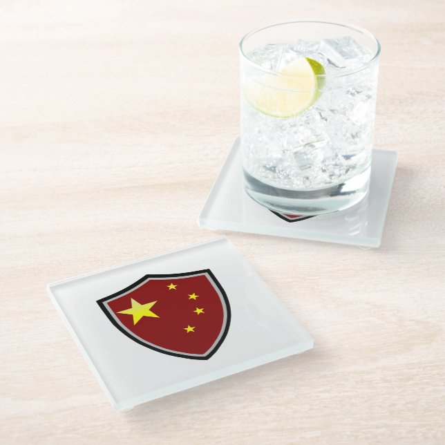 Dessous-de-verre En Verre Drapeau chinois (Incliné)