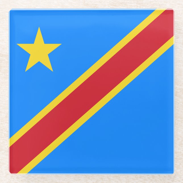 Dessous-de-verre En Verre Drapeau Congo Kinshasa (Devant)