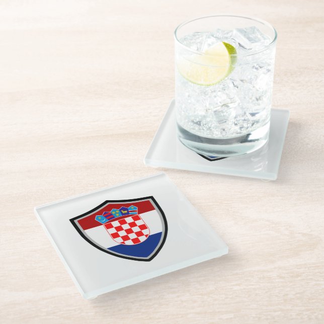 Dessous-de-verre En Verre Drapeau croate (Incliné)