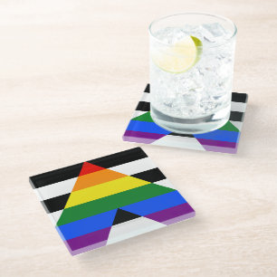 Dessous-de-verre En Verre Drapeau d'allié straight de SlipperyJoe, arc-en-ci