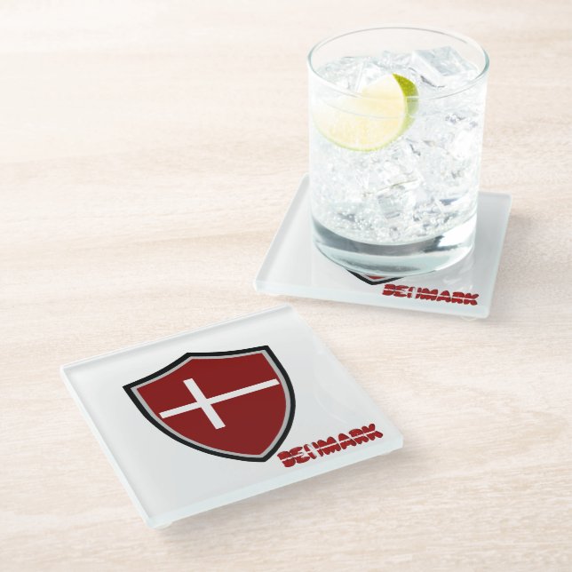 Dessous-de-verre En Verre Drapeau danois (Incliné)