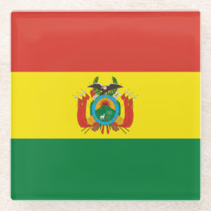 Dessous-de-verre En Verre Drapeau de Bolivie patriotique