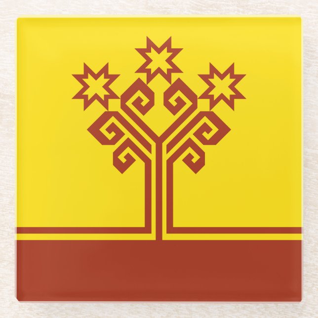 Dessous-de-verre En Verre Drapeau de Chuvashia (Devant)