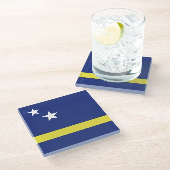 Dessous-de-verre En Verre Drapeau de Curaçao (Incliné)