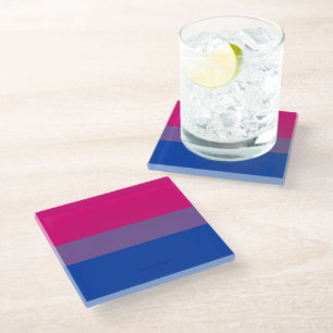 Dessous-de-verre En Verre Drapeau de fierté bisexuelle de SlipperyJoe's coul