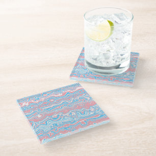 Dessous-de-verre En Verre Drapeau de fierté trans Hippie Bohème Groovy Vague