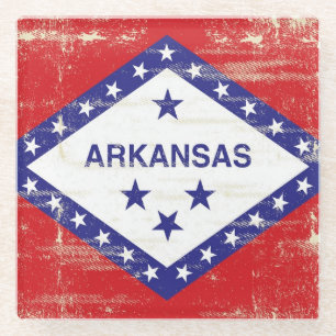 Dessous-de-verre En Verre Drapeau de grunge de l'Arkansas