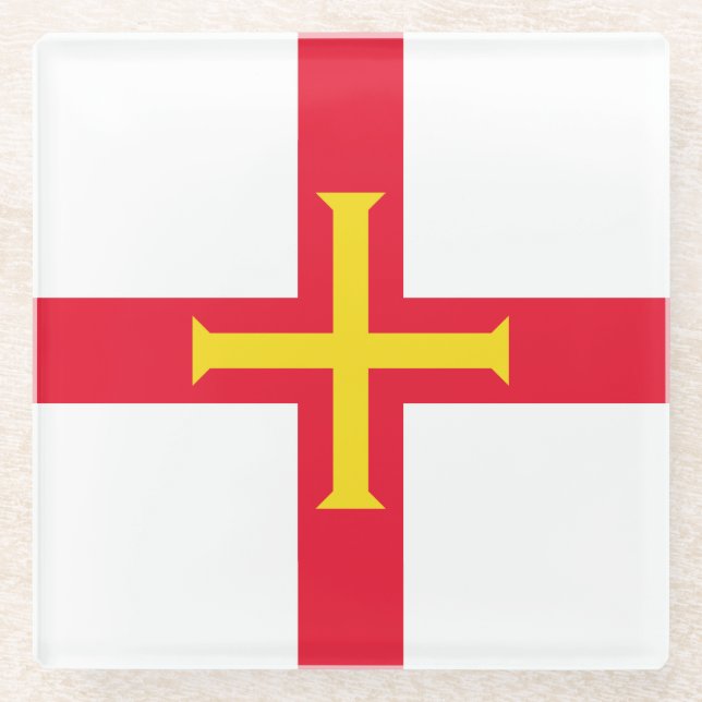 Dessous-de-verre En Verre Drapeau de Guernesey (Devant)