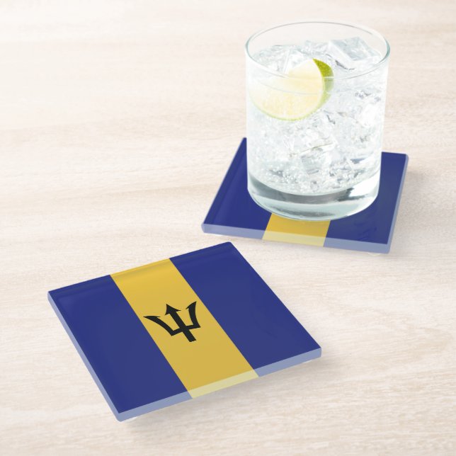 Dessous-de-verre En Verre Drapeau de la Barbade (Incliné)