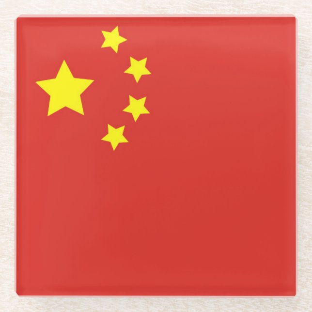 Dessous-de-verre En Verre Drapeau de la Chine (Devant)