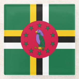 Dessous-de-verre En Verre Drapeau de la Dominique
