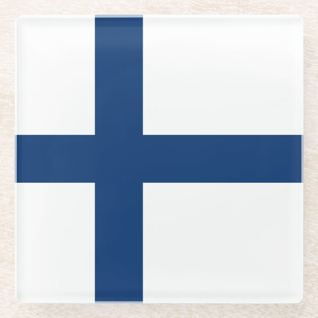 Dessous-de-verre En Verre Drapeau de la Finlande (Devant)