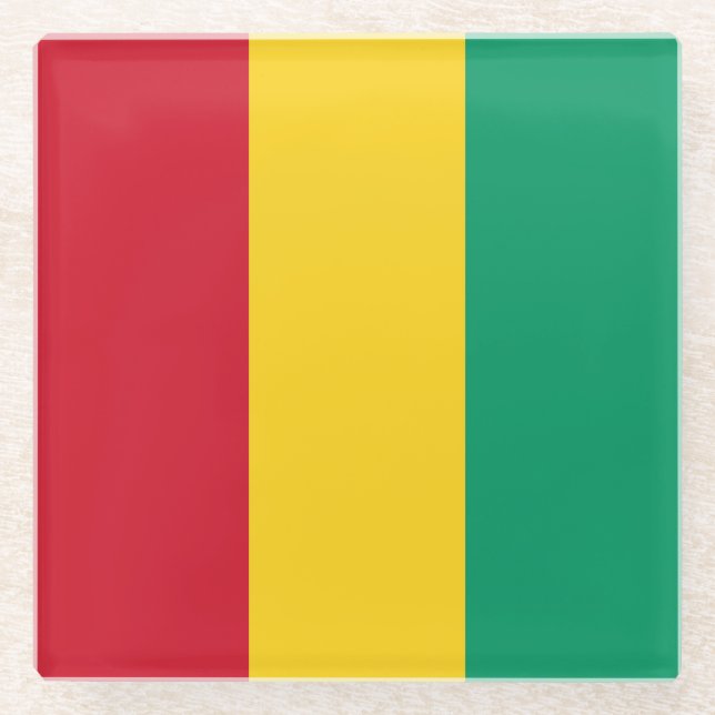 Dessous-de-verre En Verre Drapeau de la Guinée (Devant)