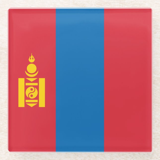 Dessous-de-verre En Verre Drapeau de la Mongolie (Devant)