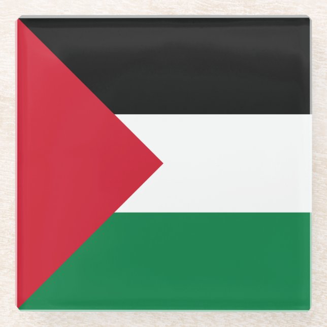 Dessous-de-verre En Verre Drapeau de la Palestine (Devant)