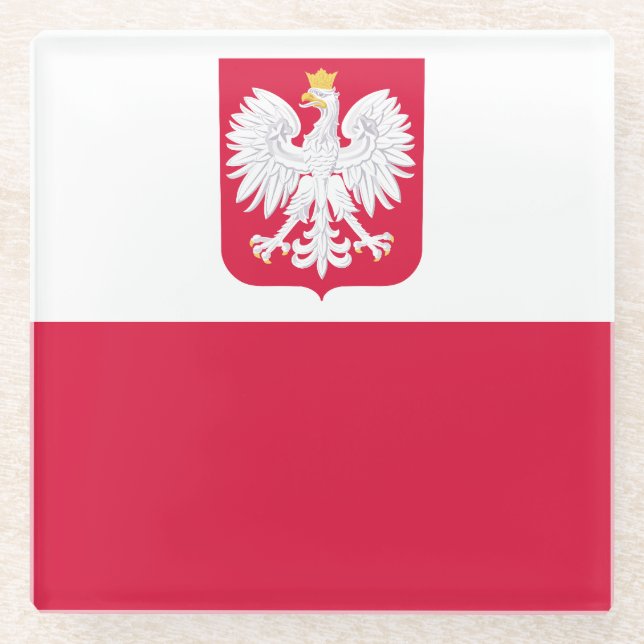 Dessous-de-verre En Verre Drapeau de la Pologne (Devant)